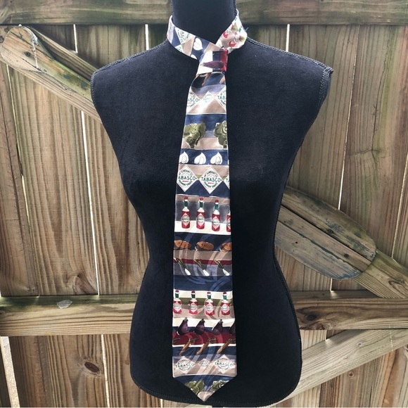 Tabasco Colorful Silk Necktie Featuring Foods & Hot Sauce - Picture 1 of 7